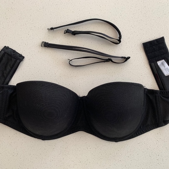 Silk & Satin Black Balconette Strapless Bra 36B - Picture 1 of 4